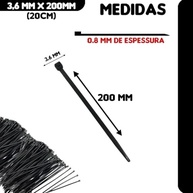 Kit 1000 Abraçadeiras Nylon 20cm x 3,6mm Reforçada com Proteção UV - Enforca Gato Forte e Antiderrapante - imagem 3