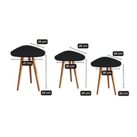 Kit Trio Mesinhas Laterais Retro com Tampo Orgânico Preto - Pé Palito Moderno - imagem 2