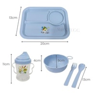 Kit Alimentação Infantil 5 Peças com Prato, Tigela, Copo e Talheres - Seguro e Prático para Bebês (Azul) - imagem 4