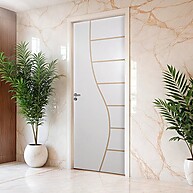 Kit Porta de Madeira Branca 215x85cm com Batente de Aço - MGM - imagem 1