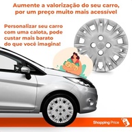 Kit 4 Calotas New Fiesta 2014-2016 Aro 15 Prata Grid - Design Moderno e Fixação Segura - imagem 5