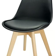 Kit com 6 Cadeiras Leda Saarinen Wood Pretas com Almofada - Design Eames Moderno para Sala de Jantar, Cozinha e Escritório - imagem 5