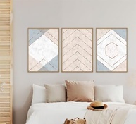 Kit 3 Quadros Estilo Marmorizado Rose Azul Moderno | Decoração Elegante para Sala e Quarto - imagem 3