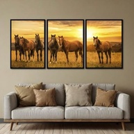 Kit 3 Quadros Espírito Indomável: Cavalos Selvagens em Arte Moderna - imagem 3