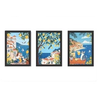 Kit 3 Quadros Decorativos 18x24 cm - Tema Tropical com Gato, Limão e Mulher | Moldura em Madeira com Vidro - imagem 3