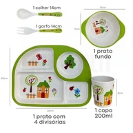 Kit Refeição Infantil Azul - 5 Peças com Prato Dividido, Copo e Talheres para Introdução Alimentar - imagem 3