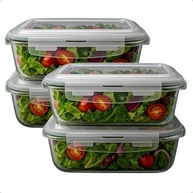 Kit 4 Potes de Vidro Herméticos 1040ml - Forno Refratário, Tampa com Trava, Livre de BPA - imagem 2