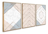 Kit 3 Quadros Estilo Marmorizado Rose Azul Moderno | Decoração Elegante para Sala e Quarto - imagem 5