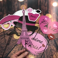 Kit Selfie Festa Paris: 10 Plaquinhas Divertidas! - imagem 1