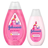 Kit Shampoo e Condicionador Johnson's Baby Gotas de Brilho: Cuidado Suave e Brilhoso para Cabelos de Criança - imagem 1