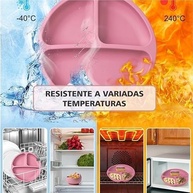 Kit Introdução Alimentar 8 Peças em Silicone - Prato Divisório, Babador, Copo e Talheres Seguros para Bebês - imagem 5