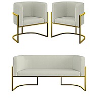 Kit Sofá 2 Lugares + Poltronas Bouclê Gold - imagem 1