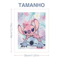 Kit Pintura de Diamantes 5D Stitch e Angel Rosa 40x30cm - Atividade Criativa Infantil com Cristais Brilhantes - imagem 3