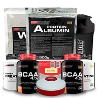 Kit Suplementos para Ganho de Massa: Whey, Albumina, BCAA e Creatina - imagem 1