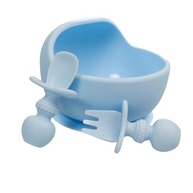 Kit Bowl de Silicone Azul com Talheres Ergonômicos para Bebês | Seguro, Sustentável e Divertido - imagem 2