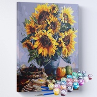 Kit de Pintura Terapêutica Vaso de Girassol 40x50cm - MAUE ART STORE | Pintura Relaxante para Bem-Estar e Concentração - imagem 1