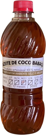Azeite de Coco Babaçu 100% Natural 500ml – Kit 2 Unidades - imagem 1
