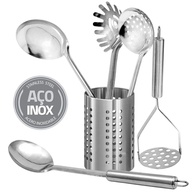 Kit Utensílios Inox 5pçs: Cozinha Organizada! - imagem 1