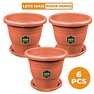 Kit Vaso com Prato 17cm – 6 Peças Marrom Sanremo - imagem 1