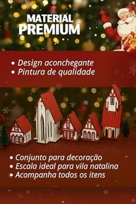 Vila Natalina Cenário de Mesa – Kit 5 Peças em Madeira com Casinhas Decorativas para Decoração de Natal - imagem 5