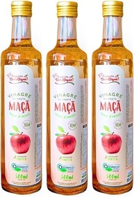Kit 3 Vinagre De Maçã Orgânico Acidez 4,2% Fazenda São Roque 500 ml - imagem 1