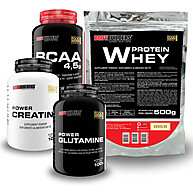 Kit Whey Protein + Creatina + Glutamina + BCAA – Suplemento Completo para Atletas - imagem 1
