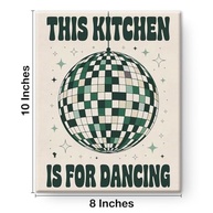 Quadro de Arte Moderno para Cozinha - This Kitchen Is for Dancing - Pôster emoldurado com design retrô disco ball para decoração de parede - imagem 3