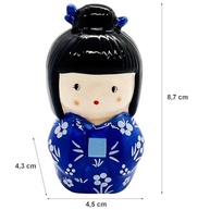 Estátua Cerâmica Kokeshi Azul - Sorte, Amor e Proteção Japonesa - imagem 3
