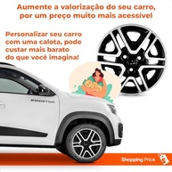 Jogo 4 Calotas Aro 14 Kwid 2018-2022 Preto/Prata - Cubo Padrão Grid - imagem 5