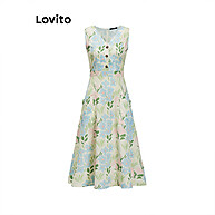 Vestido Elegante Floral com Bolso e Botão Lovito L89ED225 - imagem 2