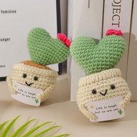 Ornamento de Cacto de Crochê com Cartão de Incentivo - Boneca Fofa de Lã para Decoração de Mesa - imagem 4