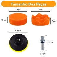 Kit de Polimento Automotivo, 7 Peças, 3 Polegadas, Boinas de Espuma e Lã com Adaptador para Furadeira - imagem 2