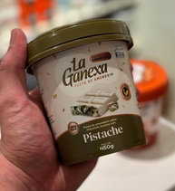 Pasta de Amendoim La Ganexa Com Whey Protein Zero Açucar Pote 450g Sabor Pistache - imagem 1