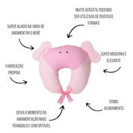 Almofada de Amamentação com Orelhas e Laço - Elefante Rosa | Conforto e Estilo para Mães Modernas - imagem 5