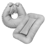 Combo Ninho Casulinho e Amamentar Babado Com Laço Cinza - Conforto e Estilo para Mães e Bebês - imagem 1
