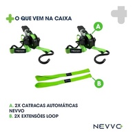 Kit 2 Cintas Catraca Automática Retrátil 3,6m 680kg + Fitas Extensão Laço NEVVO - imagem 3