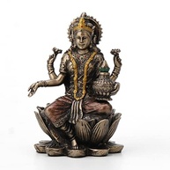 Estátua Lakshmi em Resina com Acabamento Bronze - 9,5 cm | Decoração Espiritual Detalhada - imagem 2