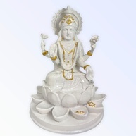 Deusa Lakshmi na Flor de Lótus em Resina – Estátua Sagrada para Atração de Prosperidade e Harmonia - imagem 1