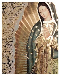 Retrato de Nossa Senhora de Guadalupe com Bordas Douradas - Arte Religiosa Laminada 20,3x25,4cm - imagem 3