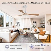 Ventilador de Teto 132cm com Luz e Controle Remoto - 3 Lâminas de Madeira Maciça - imagem 3