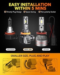 OXILAM Lâmpada LED H11/H8/H9: Iluminação 1000% Superior e Instalação em 3 Minutos - imagem 5