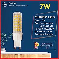 Lâmpada LED G9 7W 110V/220V: Branco Frio e Quente para Arandelas - imagem 1