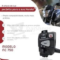 Punho de Luz NC 750 Adaptado para Titan 160, Start, Fan com Lâmpada e Pisca Alerta Integrado - imagem 4