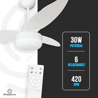 Ventilador de Teto Zonda Bivolt Inverter com Controle Remoto e Suporte para 2 Lâmpadas - imagem 4