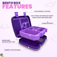 YOLAY Bento Box Infantil 5 Compartimentos - Design Princesa Roxo | Lancheira Divertida e Saudável - imagem 5