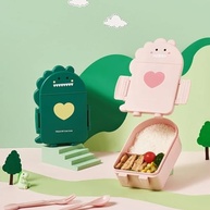 Marmita Lancheira Infantil Escolar Dinossauro Rosa com Divisória - Segura Refeições e Encanta as Crianças - imagem 4