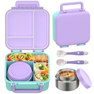 Lancheira Bento Infantil com Garrafa Térmica 255g - Compartimentos à Prova de Vazamento - imagem 2
