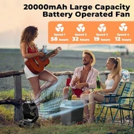 Ventilador de Acampamento com Bateria 20000mAh, 4 Velocidades, Lanterna LED e Gancho - Ideal para Camping, Praia e Ambientes Internos - imagem 4