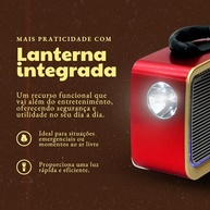 Rádio Retrô A-3188 Bluetooth USB SD Auxiliar AM FM SW Lanterna Bateria Recarregável Portátil (Marrom) - imagem 4