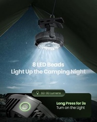 Gaiatop Ventilador Portátil com Lanterna LED 360° - Recarregável 4000mAh, 3 Velocidades, Silencioso - imagem 5